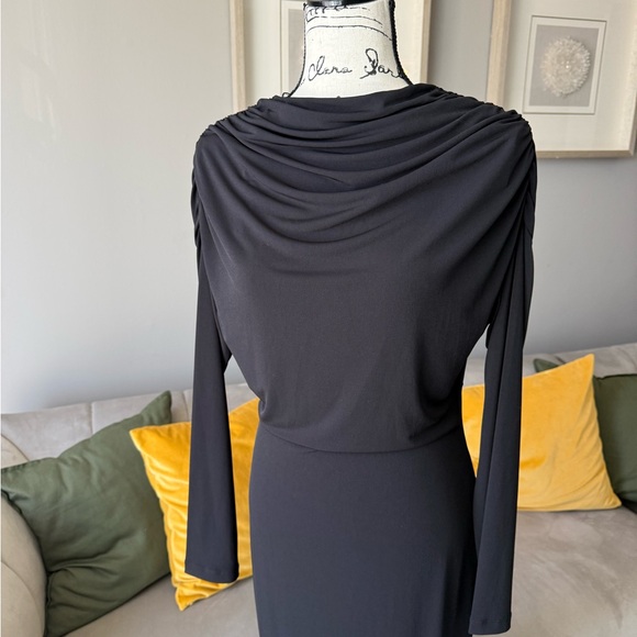 Zara Dresses & Skirts - Zara Black Long Sleeve Draped Dress